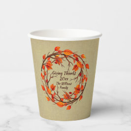 名前を追加する感謝祭の秋 紙コップ
