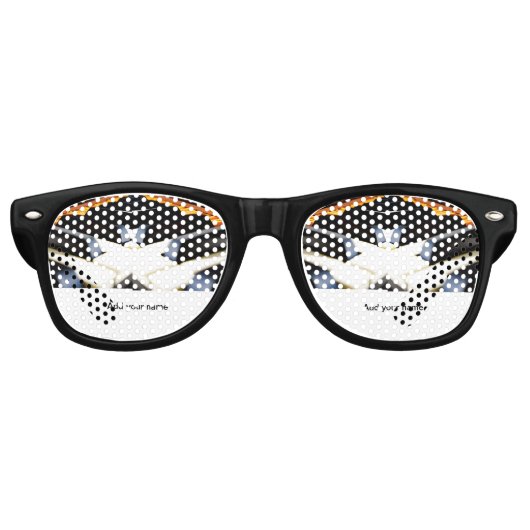 名前を追加する文字茶色のブラックピアノ鍵 レトロサングラス (正面)