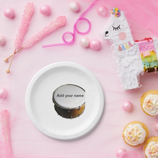 名前を追加する文字茶色の黒いドラムビートスティック ペーパープレート (パーティー)