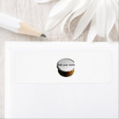 名前を追加する文字茶色の黒いドラムビートスティック ラベル (インサイチュ)