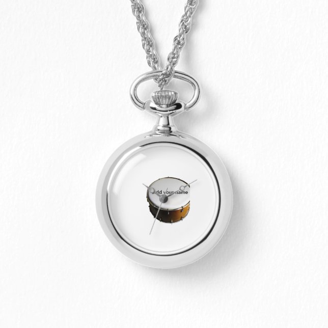 名前を追加する文字茶色の黒いドラムビートスティック 腕時計 (正面)