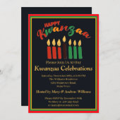 名前を追加する日付詳細ハッピーKwanzaaキャンドル,パーティー 招待状 (正面/裏面)