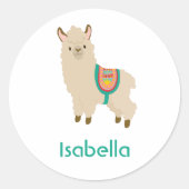 名前を追加する水の色ラマ名前をカスタムする ラウンドシール (正面)