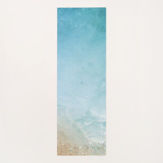 名前を追加する水彩ビーチモノグラム ヨガマット (裏面)