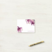 名前を追加する水彩ピンクのユリ ポストイット (デスク上)