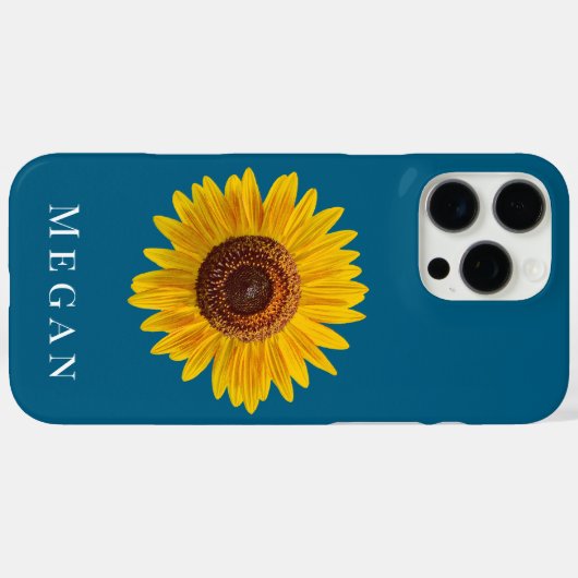 名前を追加する海ブルーイエローサンフラワー Case-Mate iPhoneケース (裏面 (横))