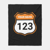 名前を追加する番号レースIDオレンジ フリースブランケット (正面)