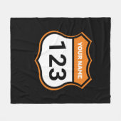 名前を追加する番号レースIDオレンジ フリースブランケット (正面(横))