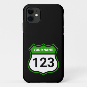 名前を追加する番号レースIDグリーン iPhone 11 ケース