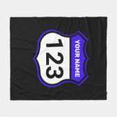 名前を追加する番号レースIDブルー フリースブランケット (正面(横))