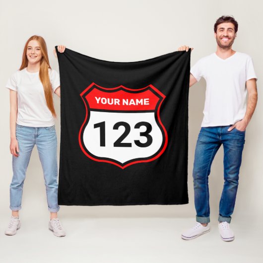 名前を追加する番号レースID赤 フリースブランケット (インサイチュ)