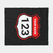 名前を追加する番号レースID赤 フリースブランケット (正面(横))