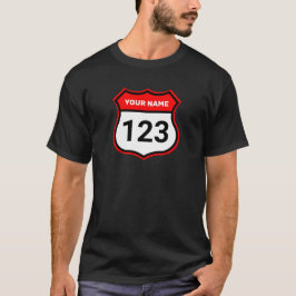 名前を追加する番号レースID赤 Tシャツ