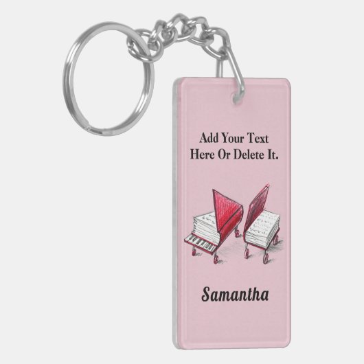 名前を追加する私の他の本はピアノピンク キーホルダー (正面左)