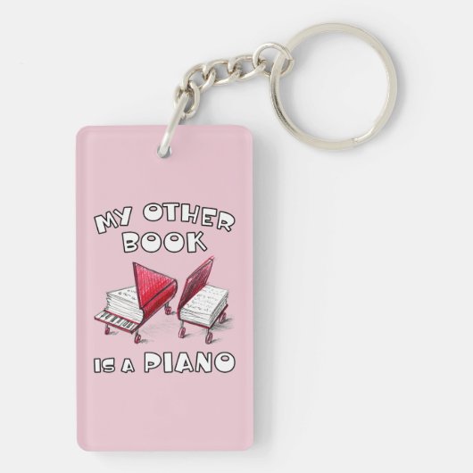 名前を追加する私の他の本はピアノピンク キーホルダー (裏面)