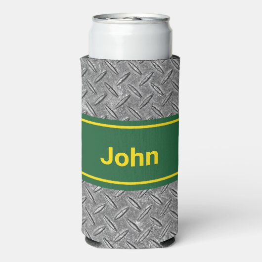 名前を追加する緑とメタルのイメージ高さ スリム缶クーラー (Seltzer裏面)