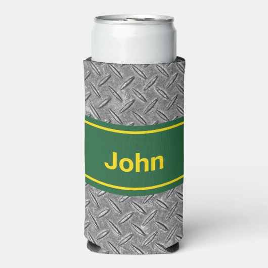 名前を追加する緑とメタルのイメージ高さ スリム缶クーラー (Seltzer正面)