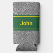 名前を追加する緑とメタルのイメージ高さ スリム缶クーラー (裏面)