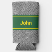 名前を追加する緑とメタルのイメージ高さ スリム缶クーラー (正面)