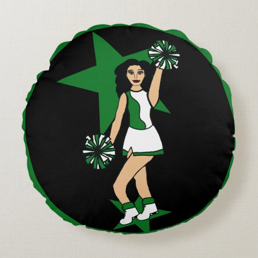名前を追加する緑の応援#2 ラウンドクッション (正面)