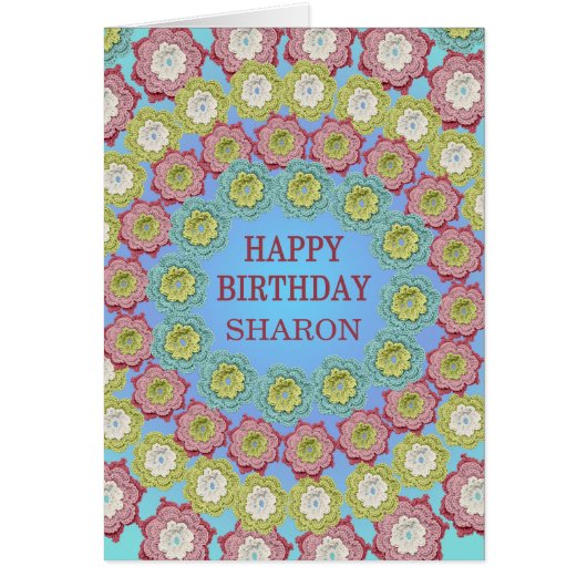 名前を追加する誕生日かぎ編み花 (正面)