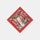 名前を追加する誕生日パーティー動物ファンの漫画 スタンダードカクテルナプキン (角)