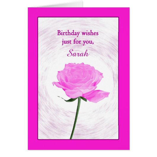 名前を追加する誕生日美しいピンクのバラ (正面)