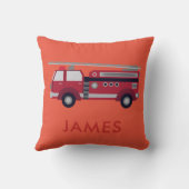 名前を追加する赤い消防車のクッショパーソナライズされたン クッション (裏面)