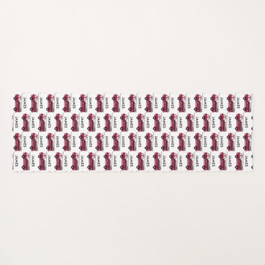 名前を追加する赤い消防車のパーソナライズされた子供 ヨガマット (裏面(横))