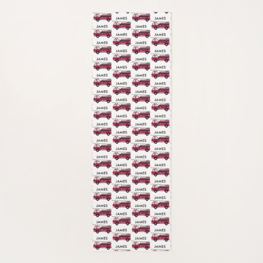 名前を追加する赤い消防車のパーソナライズされた子供 ヨガマット (裏面)