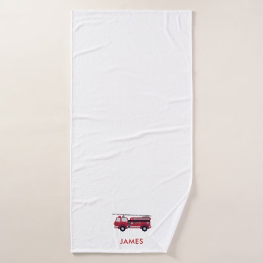 名前を追加する赤い消防車のポスタパーソナライズされたー バスタオルセット (バスタオル)