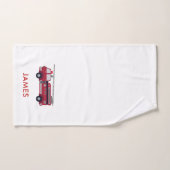 名前を追加する赤い消防車のポスタパーソナライズされたー バスタオルセット (ハンドタオル)