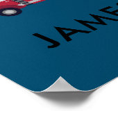 名前を追加する赤い消防車のポスタパーソナライズされたー ポスター (角)