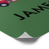 名前を追加する赤い消防車のポスタパーソナライズされたー ポスター (角)