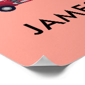 名前を追加する赤い消防車のポスタパーソナライズされたー ポスター (角)