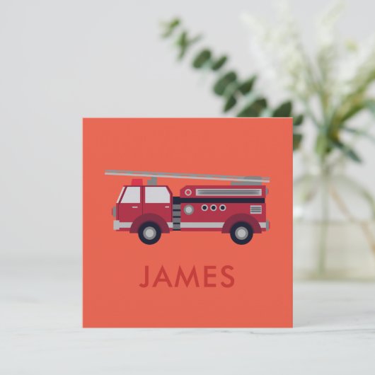 名前を追加する赤い消防車パーソナライズされた (スタンド正面)