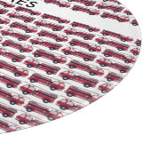 名前を追加する赤い消防車パーソナライズされた カッティングボード (角)