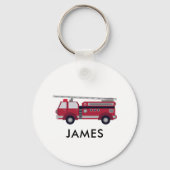 名前を追加する赤い消防車パーソナライズされた キーホルダー (正面)