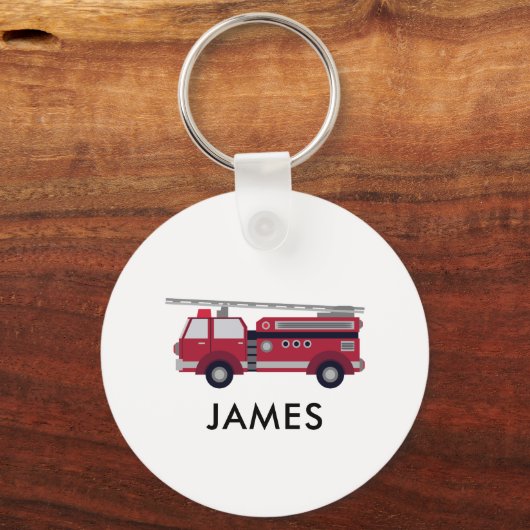 名前を追加する赤い消防車パーソナライズされた キーホルダー (正面)