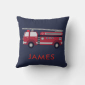 名前を追加する赤い消防車パーソナライズされた クッション (裏面)