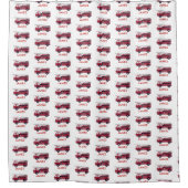 名前を追加する赤い消防車パーソナライズされた シャワーカーテン (正面)