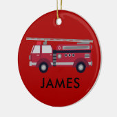 名前を追加する赤い消防車パーソナライズされた セラミックオーナメント (左)