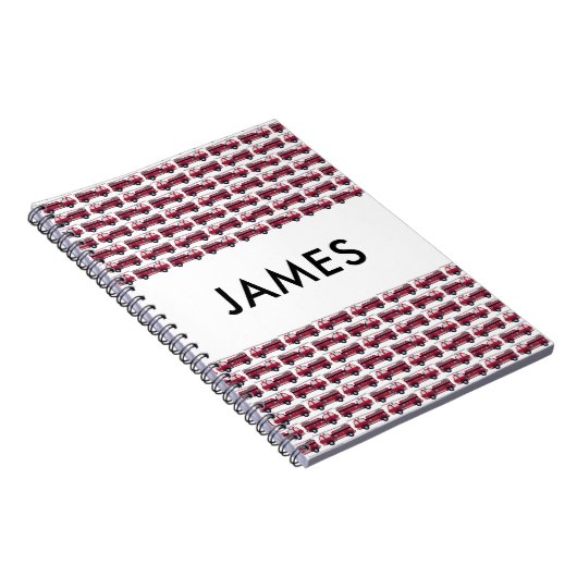 名前を追加する赤い消防車パーソナライズされた ノートブック (右側)