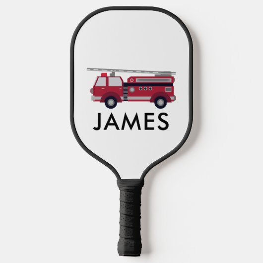 名前を追加する赤い消防車パーソナライズされた ピックルボールラケット (裏面)