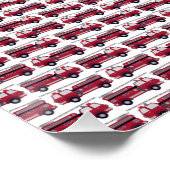 名前を追加する赤い消防車パーソナライズされた ポスター (コーナー)