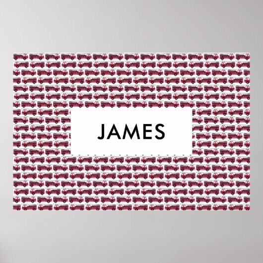 名前を追加する赤い消防車パーソナライズされた ポスター (正面)