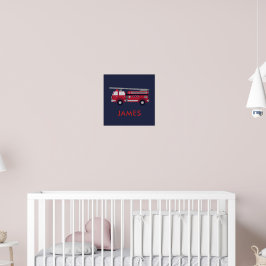 名前を追加する赤い消防車パーソナライズされた ポスター