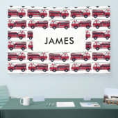 名前を追加する赤い消防車パーソナライズされた 横断幕 (トレードショー)