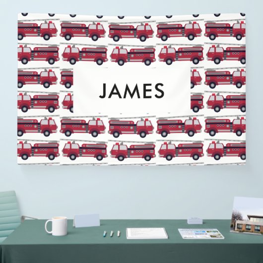 名前を追加する赤い消防車パーソナライズされた 横断幕 (トレードショー)