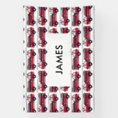 名前を追加する赤い消防車パーソナライズされた 横断幕 (縦)